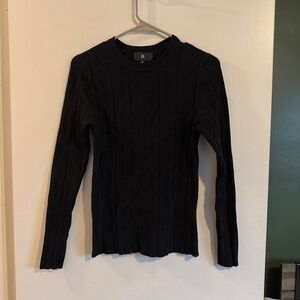 Banana republic black sheen ribbed stretchy crew neck pullover sweater size med